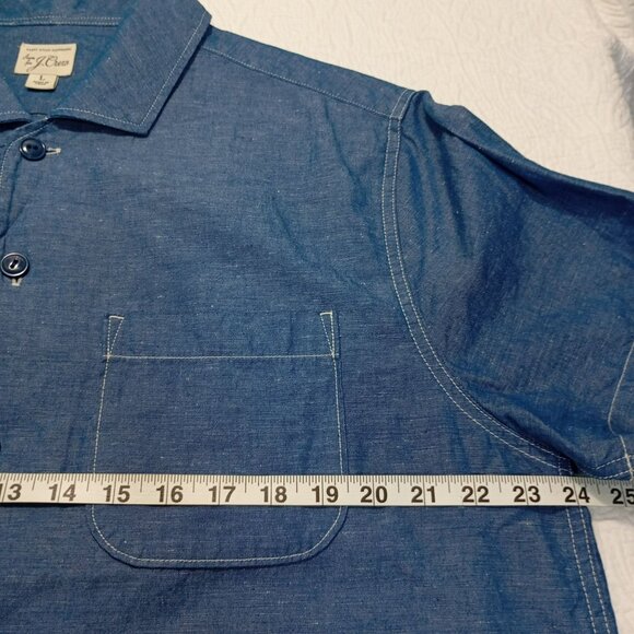 J.Crew Shirt Mens Re-Imagined Blue Short Sleeve Button-Up Front Pockets Size L - Picture 8 of 9